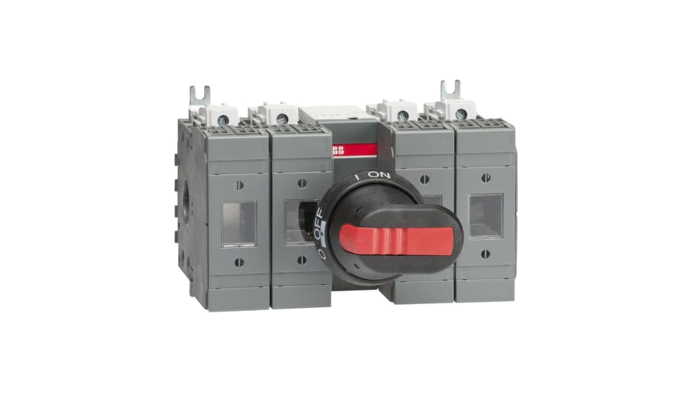 Sezionatore portafusibili integrato ABB, 4 poli, 63A, montaggio su base, con impugnatura e albero, codice 1SCA116735R1001.