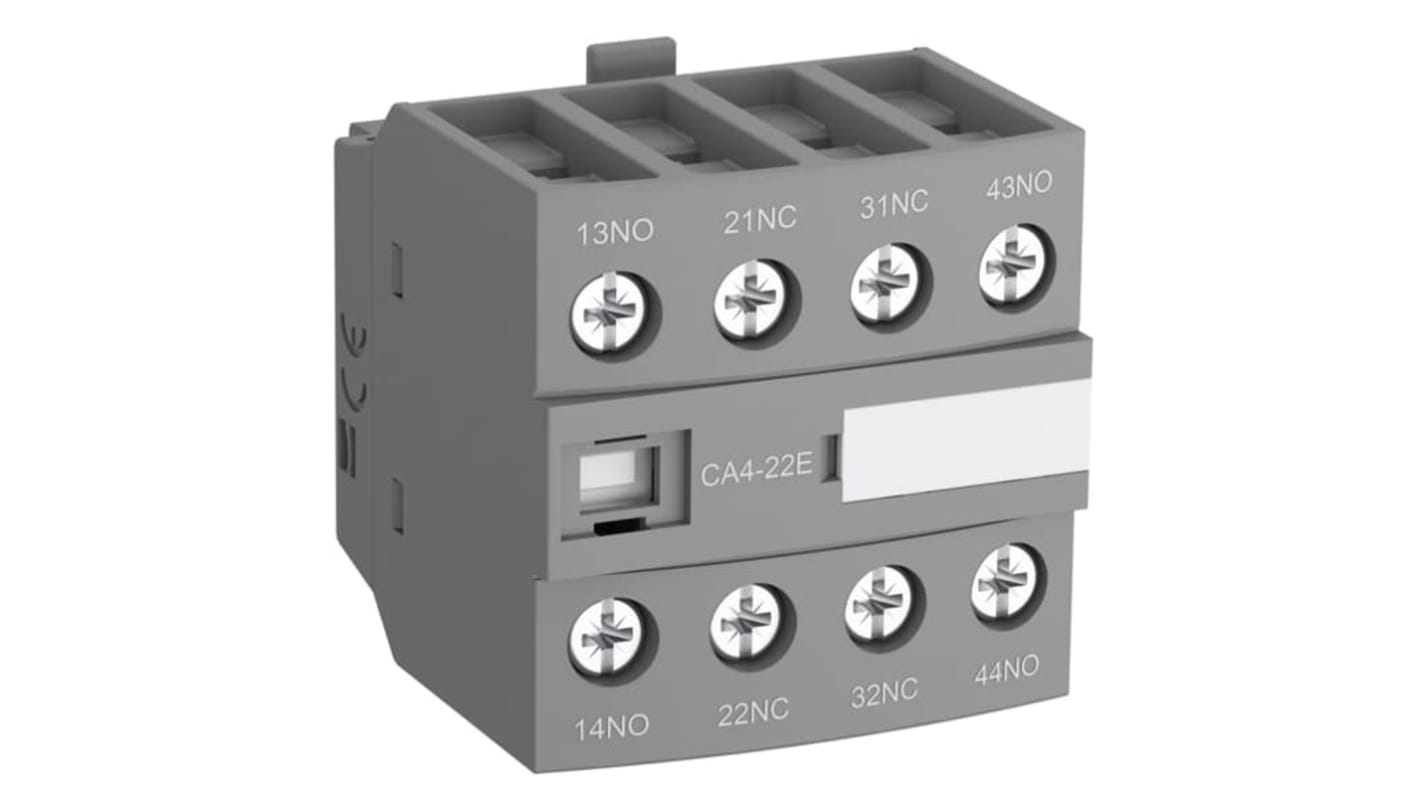 Blocco di contatti ausiliari ABB 1SBN010140R1004, 4NC, montaggio frontale, per circuiti di controllo, 690 V, 6 A.