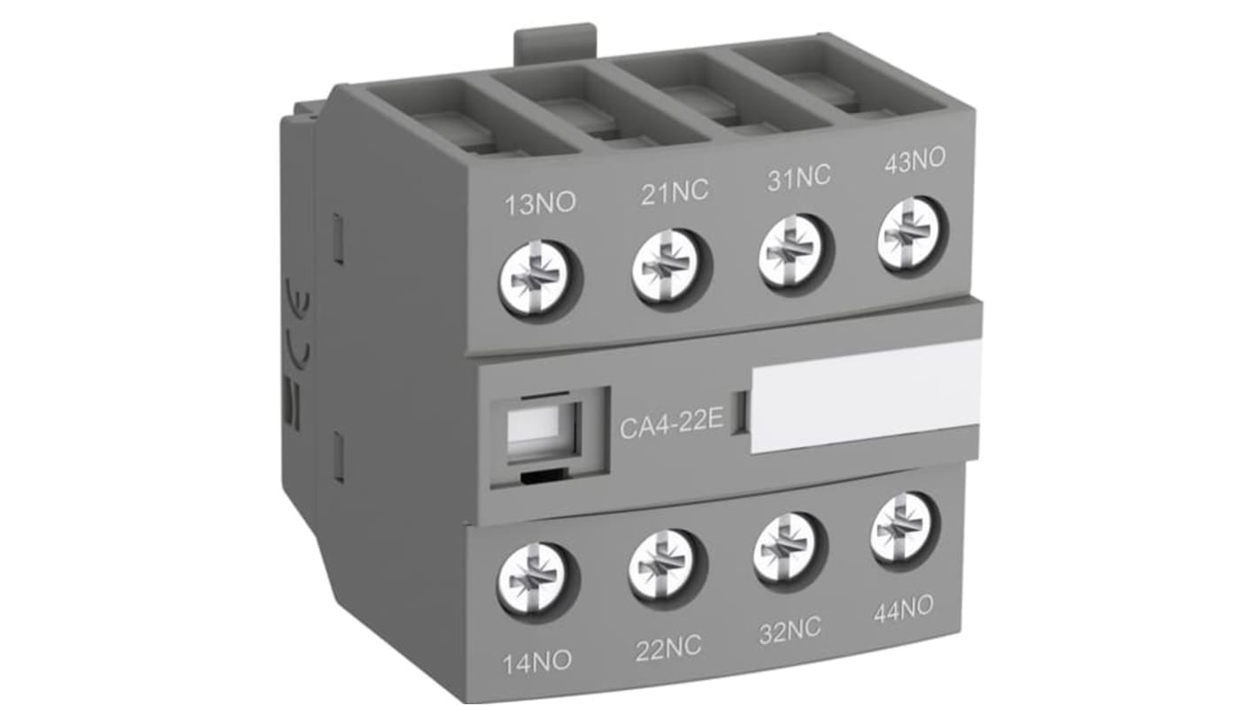 Blocco di contatti ausiliari ABB 1SBN010140R1104, 4NC, montaggio frontale, tensione 690 V, corrente 6 A.