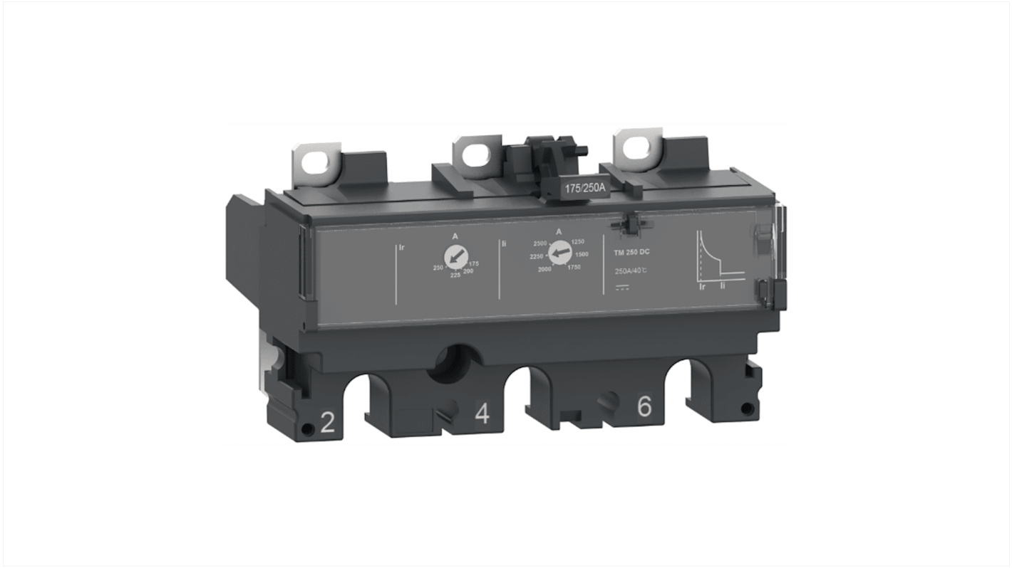 Unità di scatto Schneider Electric ComPacT NSX 250 DC, protezione contro sovraccarichi e cortocircuiti, LED verde di stato.