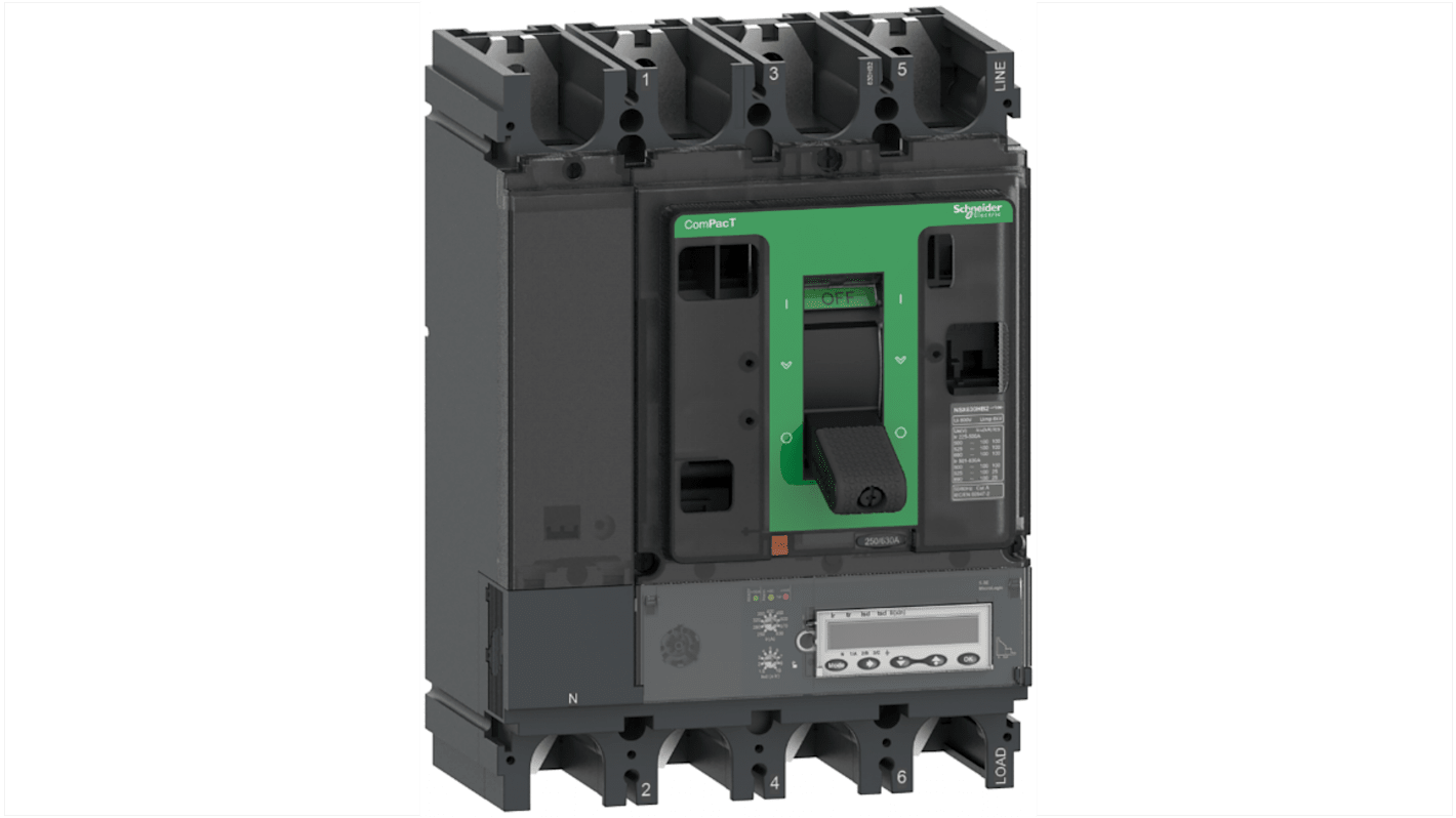 Interruttore magnetotermico scatolato Schneider Electric, 4 poli, 400A, montaggio fisso, con unità MicroLogic 5.3E.