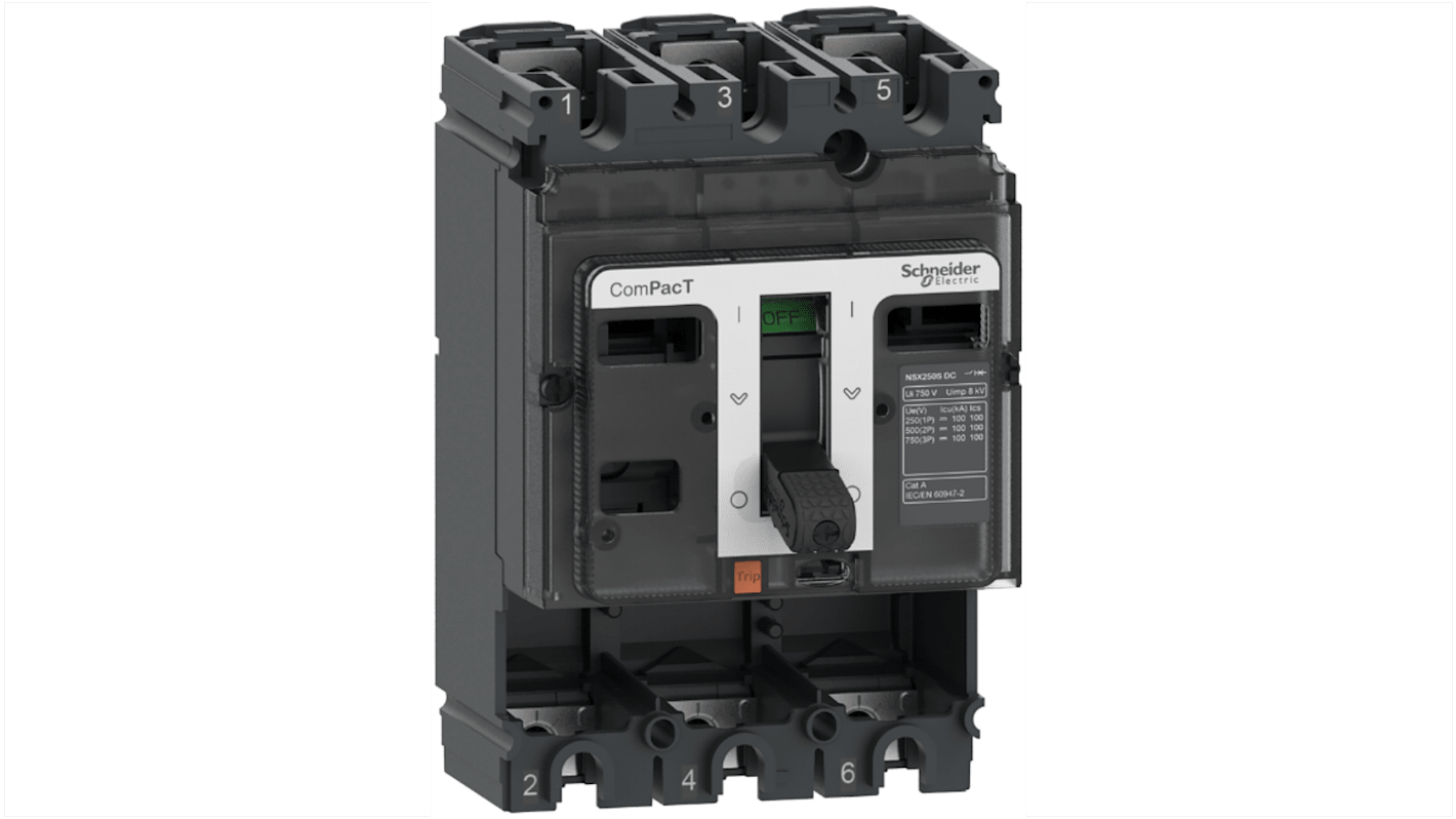 Interruttore magnetotermico scatolato Schneider Electric C10F3D, 3 poli, 100A, montaggio fisso, design ergonomico per installazione semplice.
