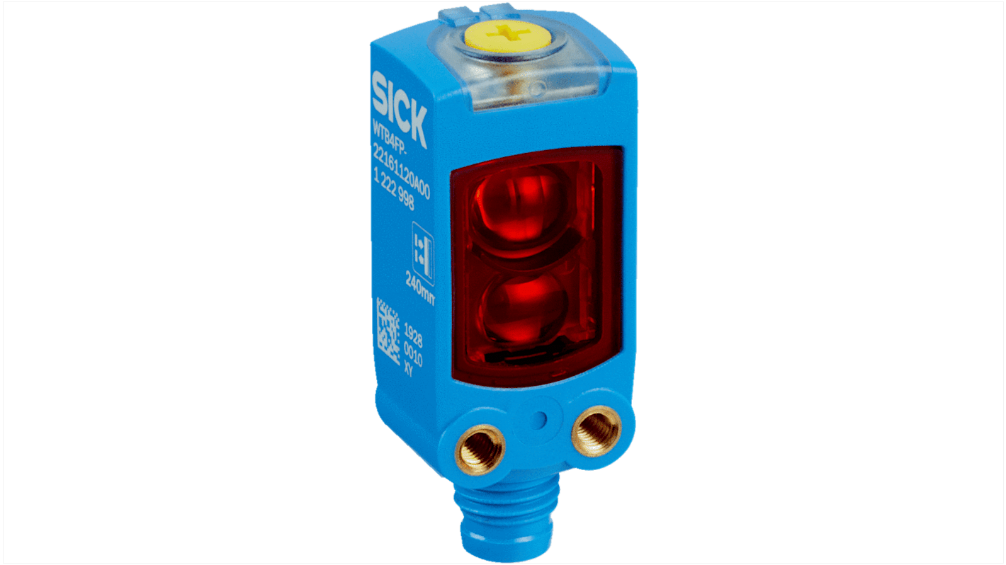 Sensore fotoelettrico Sick WTB4FT-22161120A00, miniaturizzato, rilevamento 7-120 mm, uscita PNP/NPN, IP65, IO-Link V1.1.