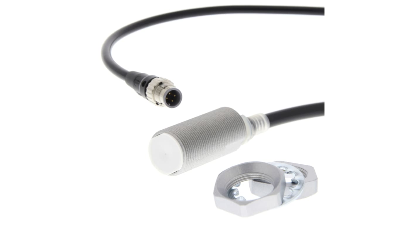 Sensore di prossimità cilindrico Omron E2EQ-X11D118-M1TGJ-T 0.3M, tecnologia induttiva, filettatura M18, uscita NPN/PNP, IP67G.