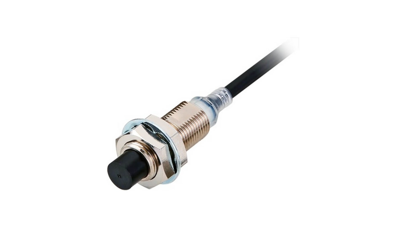 Sensore di prossimità cilindrico Omron E2E-X10MD112 5M, tecnologia induttiva, filettatura M12, uscita NPN/PNP, grado di protezione IP67.