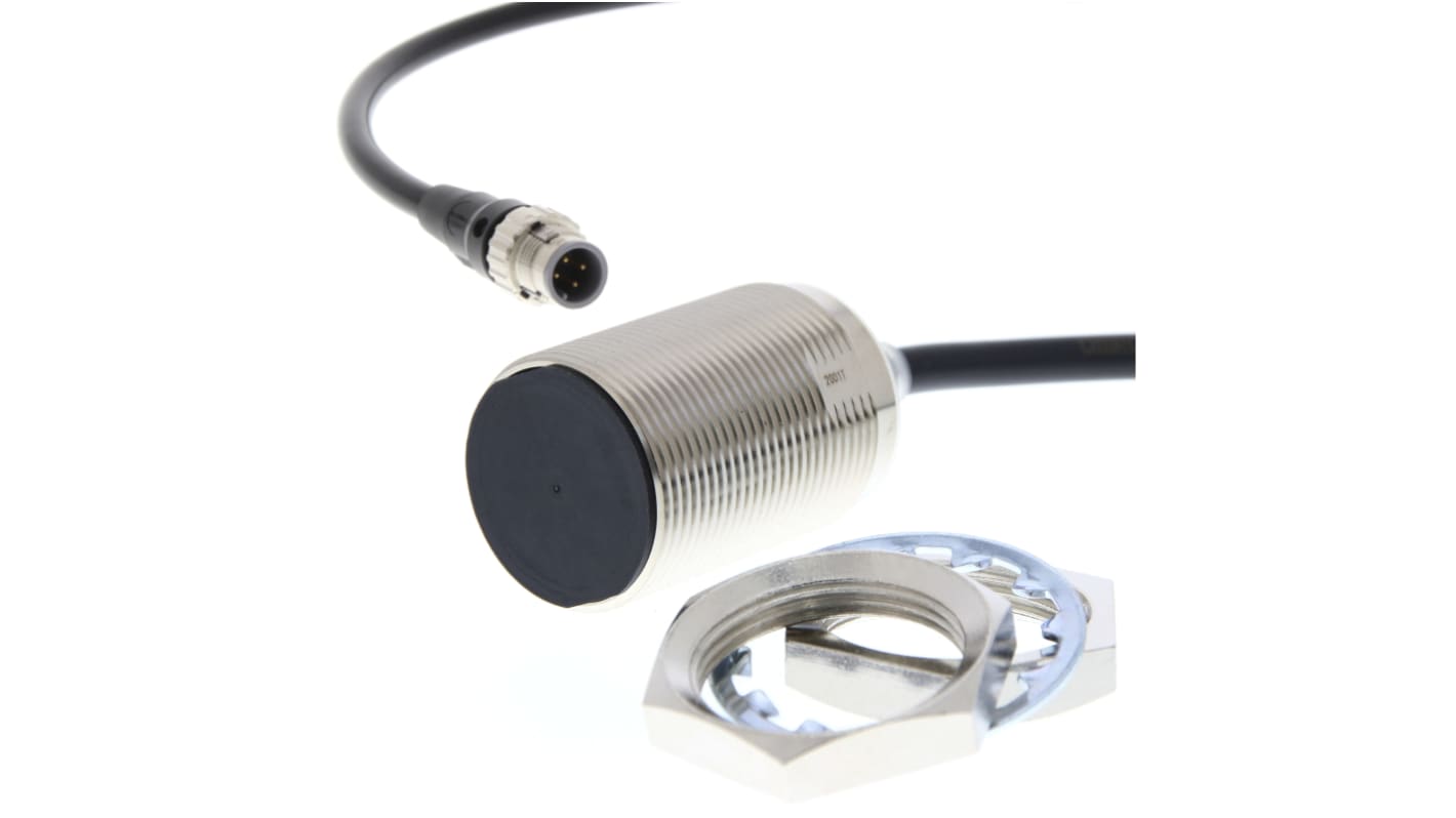 Sensore di prossimità cilindrico Omron E2E-X20D130-M1TGJ-T 0.3M, tecnologia induttiva, filettatura M30, uscita NPN/PNP, grado di protezione IP67G.