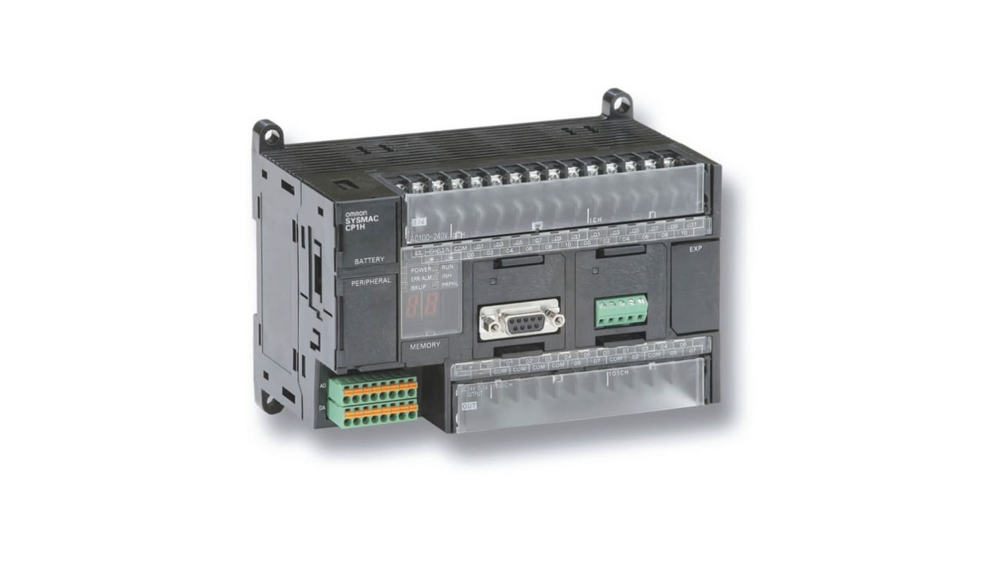 Omron CP1H-XA40DR-A, CPU PLC con 24 ingressi e 16 uscite relè, tensione 100-240 V, interfaccia USB.