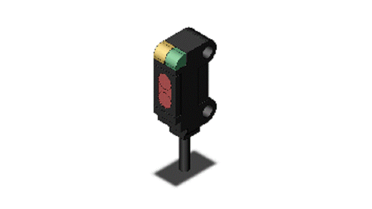 Sensore fotoelettrico rettangolare Omron E3T-SL13M 2M, rilevamento a riflessione fino a 15 mm, uscita PNP, alimentatore integrato.