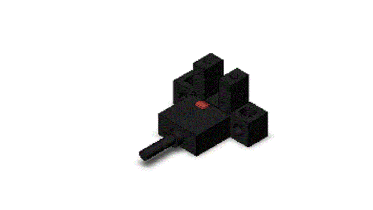 Sensore fotoelettrico angolare Omron EE-SX671P-WR 1M, rilevamento 5 mm, uscita PNP, contenitore in plastica nera.