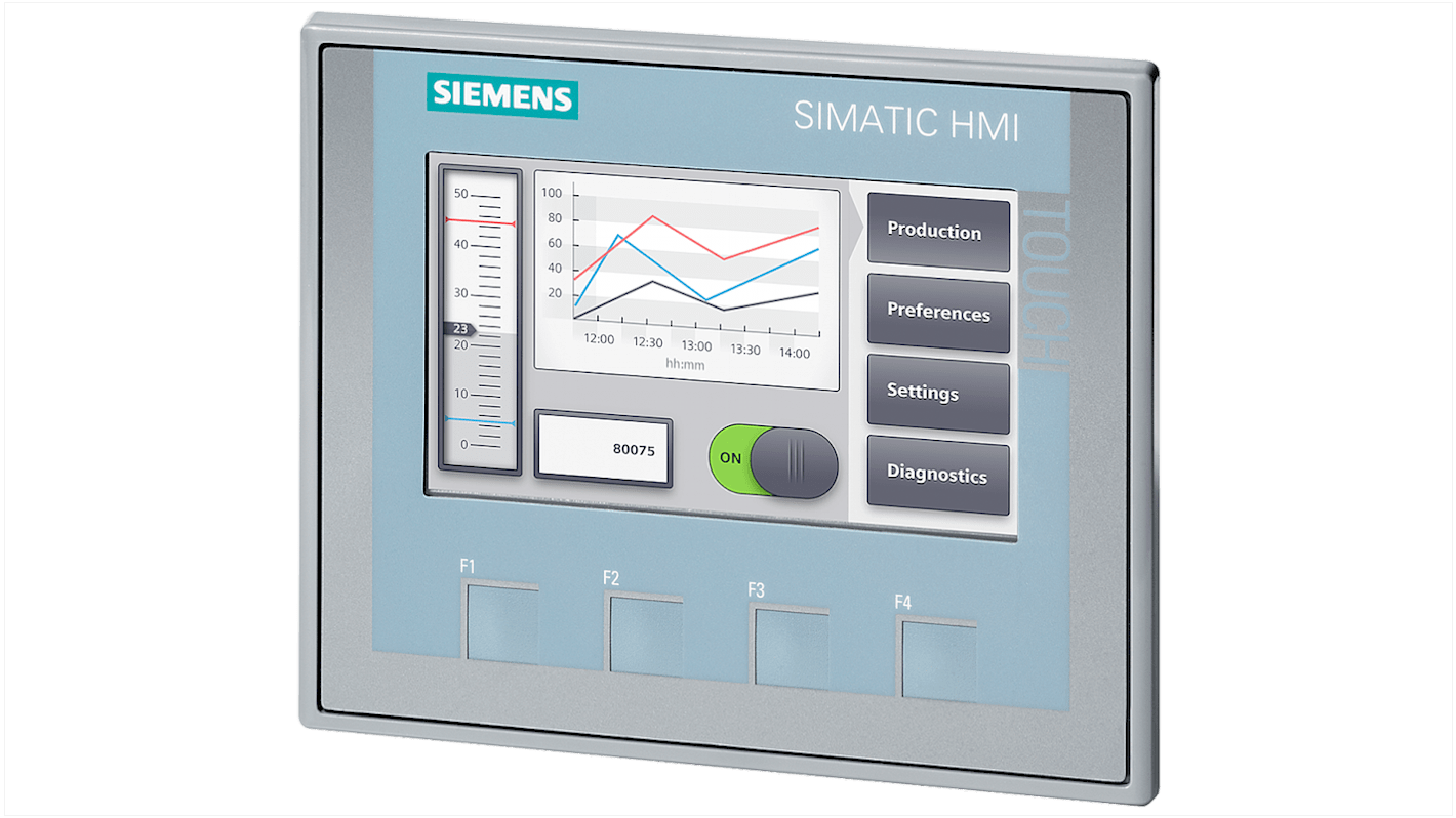 Pannello HMI Siemens 6AG11232DB032AX0 KTP400 Basic, 4,3", interfaccia PROFINET, temperatura -20/+60 °C.