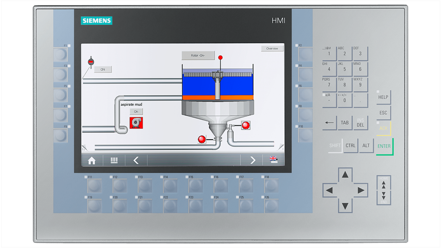Pannello HMI Siemens KP900 Comfort, 9 pollici, risoluzione 800x480, interfaccia PROFINET, codice 6AG11241JC014AX0.