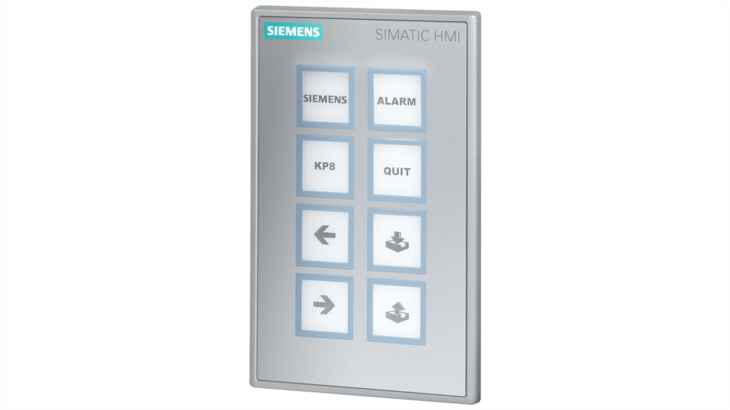 Pannello tasti HMI Siemens KP8, codice 6AG16883AY362AX0, serie SIPLUS, operante da -40 a +60 gradi Celsius.