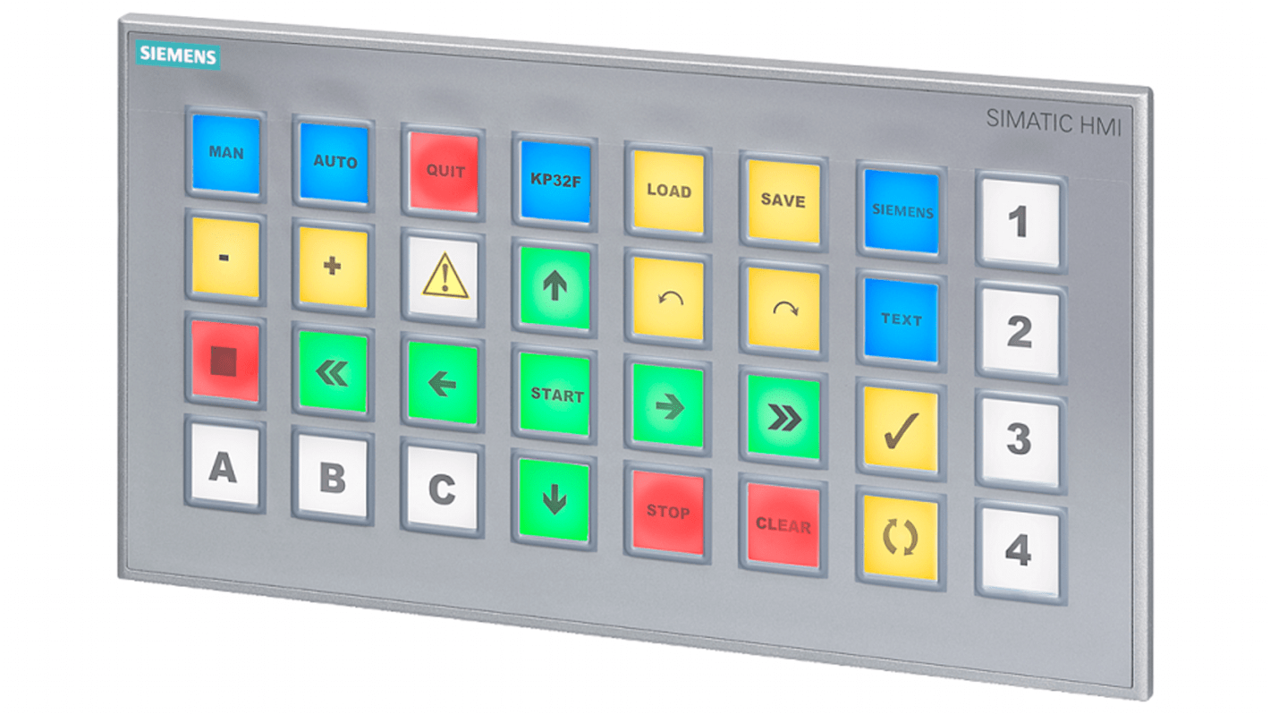 Pannello tasti HMI Siemens 6AG16883EH472AX0, 32 tasti, 16 ingressi digitali, protezione IP65, alimentazione 24 V c.c.