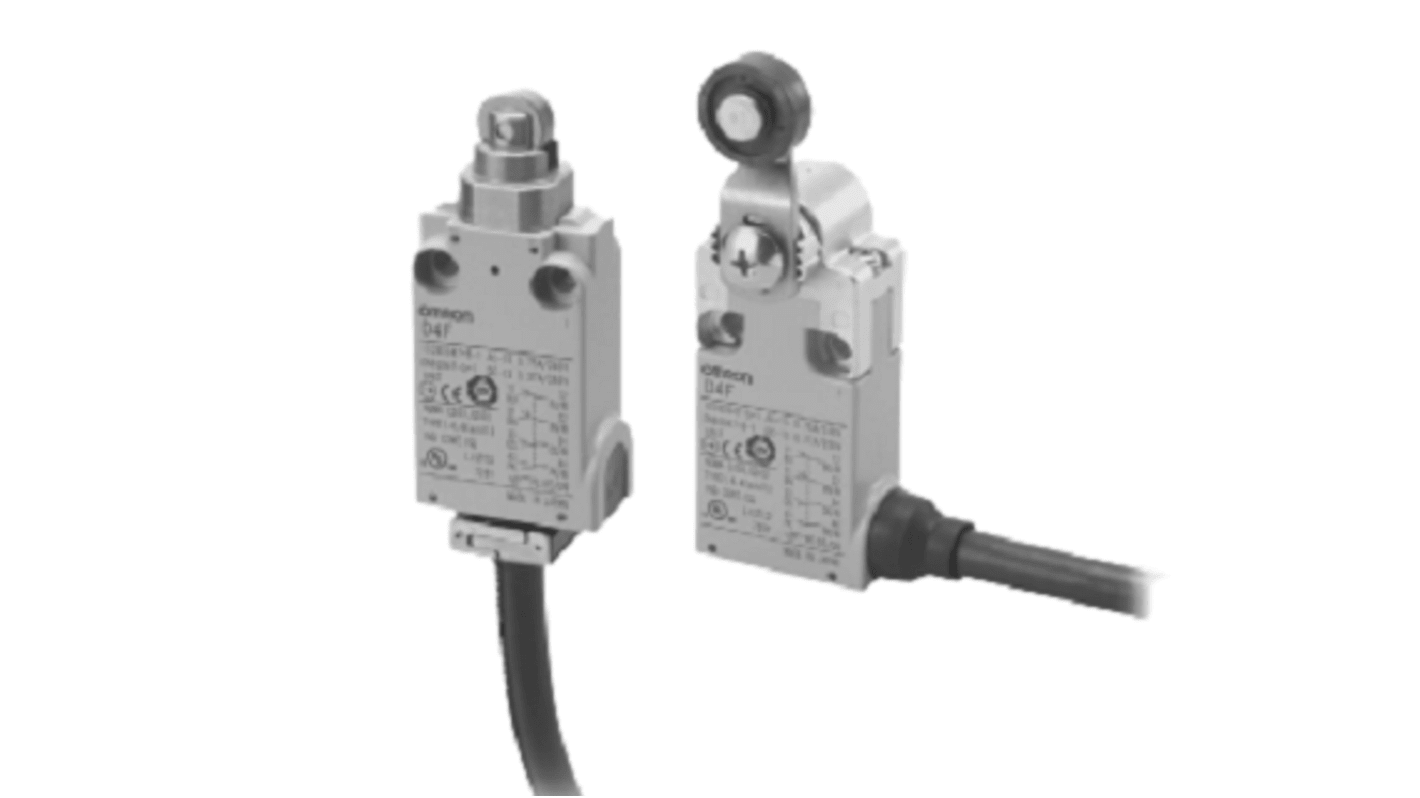Interruttore di fine corsa di sicurezza Omron D4F4205D, IP67, attivazione a 18 gradi, struttura a due o quattro contatti.