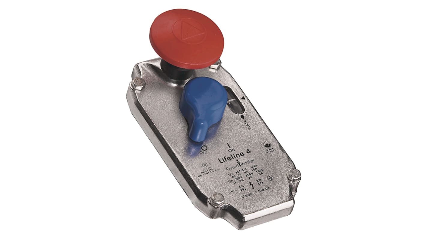 Interruttore di abilitazione di sicurezza Rockwell Automation 440E-L22BNSMNH, con 2 contatti NC e 2 contatti NA, grado di protezione IP66.