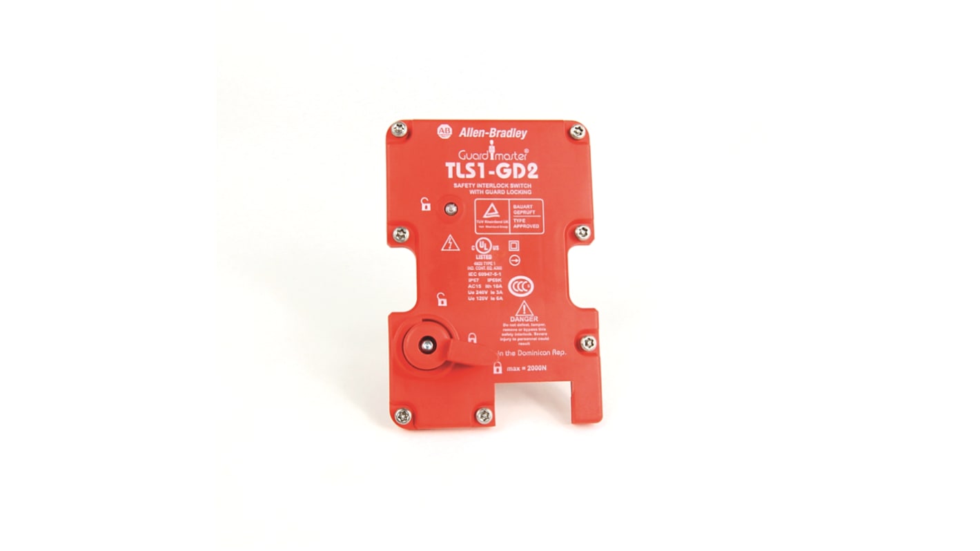 Adattatore Rockwell Automation 440G-A27373 per interruttori di sicurezza TLS-1 e TLS-Z, con coperchio di bloccaggio e chiave di esclusione.