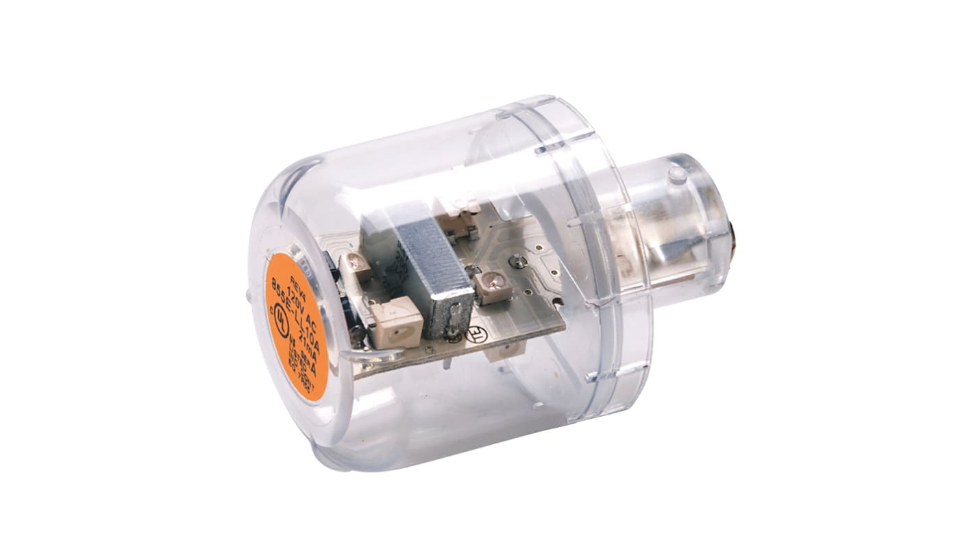 Torretta di segnalazione verde Rockwell Automation 855E-LL24G, lampada LED 50 mm, tensione 24 V, montaggio su connettore femmina.