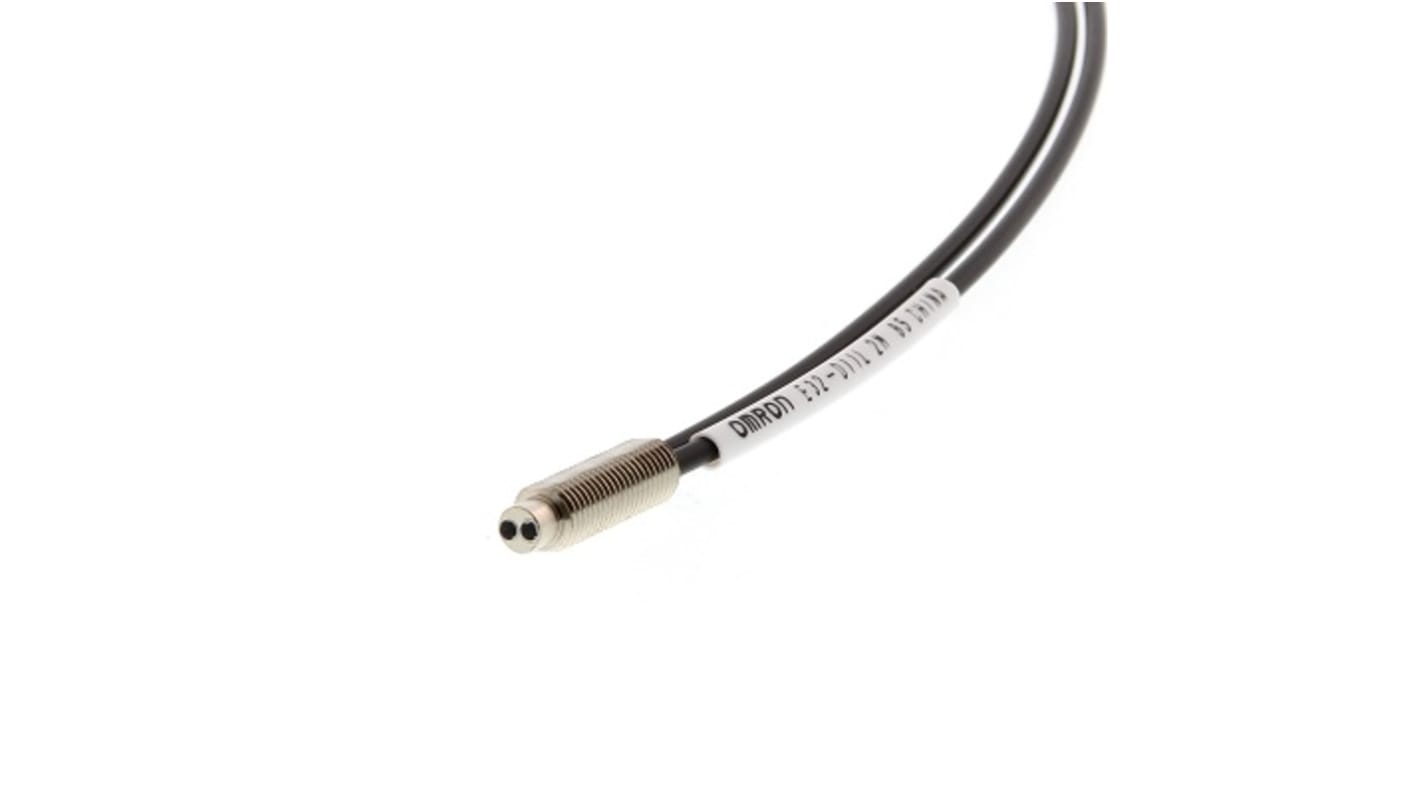 Sensore per fibre ottiche Omron E32-D11L 5M, con testa in guaina e cavo di 5 m, rilevamento a riflessione diffusa.