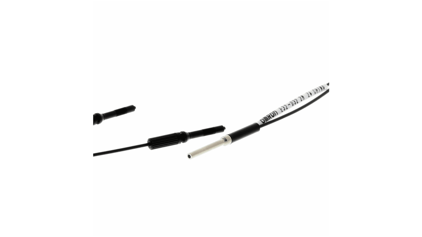 Sensore per fibre ottiche Omron E32-D32 2M, cilindrico, cavo 2 m, rilevamento 220 mm, grado di protezione IP67.