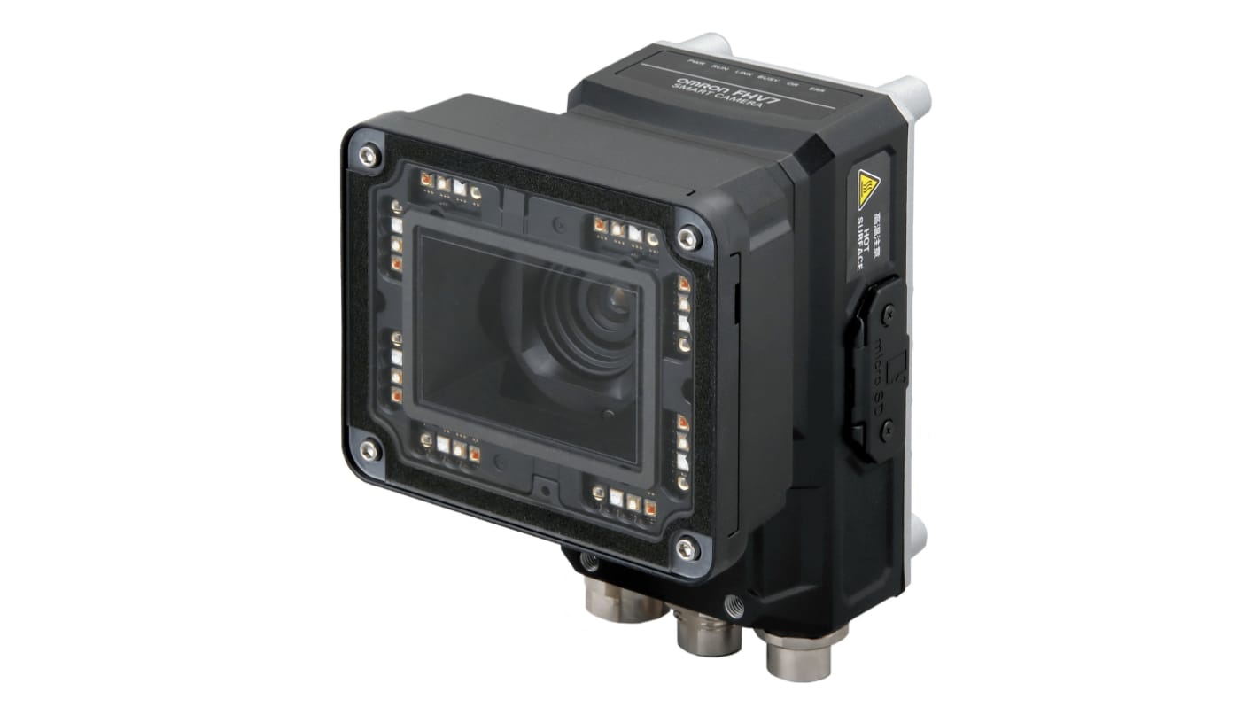 Sensore di visione colore Omron FHV7H-C016-S12-W, compatto, con uscita EtherCAT e velocità di acquisizione di 2,3 ms.
