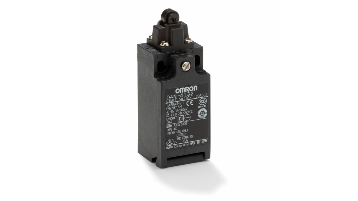 Interruttore di fine corsa di sicurezza Omron D4N-1A32, compatibile con carichi standard e microcarichi, contatti placcati oro.