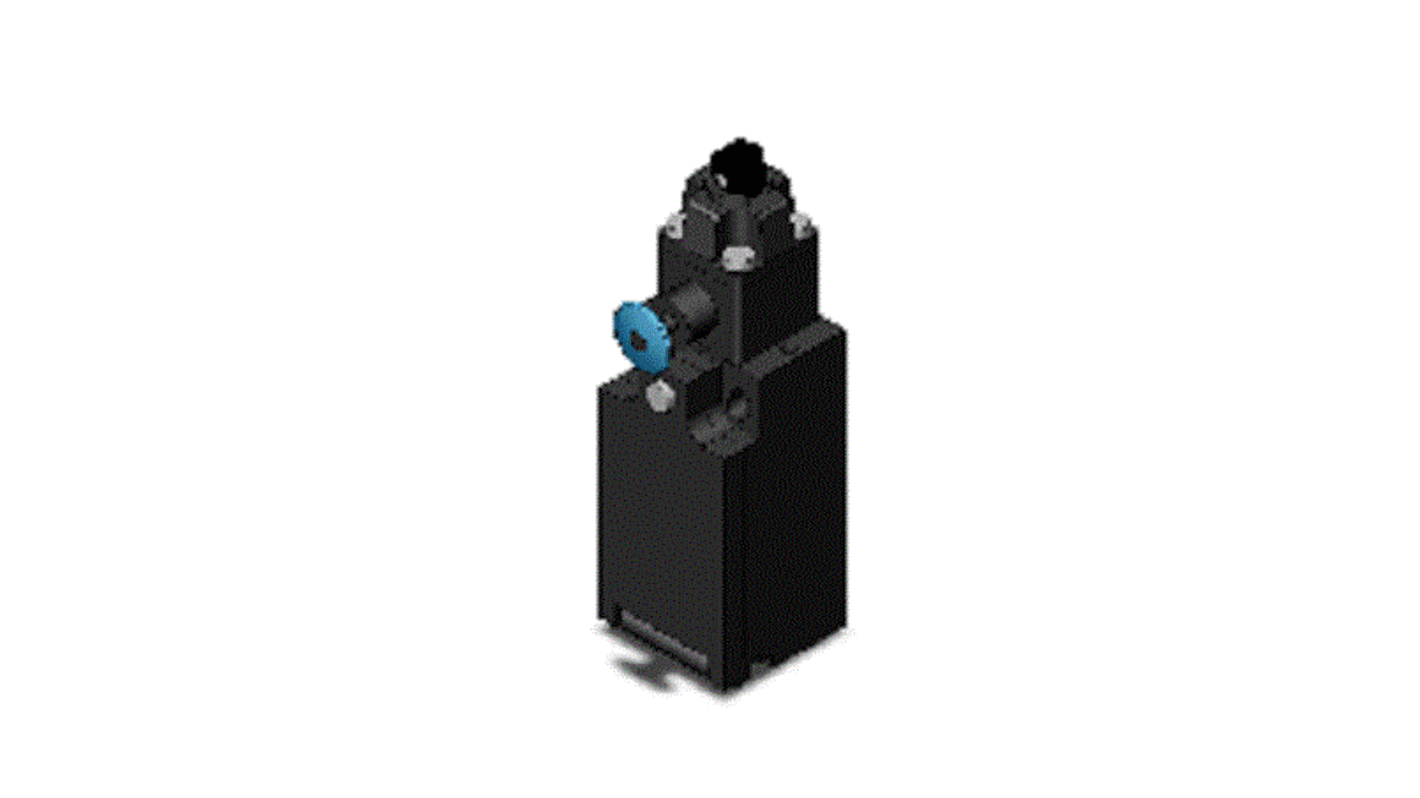Interruttore di fine corsa di sicurezza Omron D4N4C32R, grado di protezione IP67, con contatti placcati oro e connettore M12.