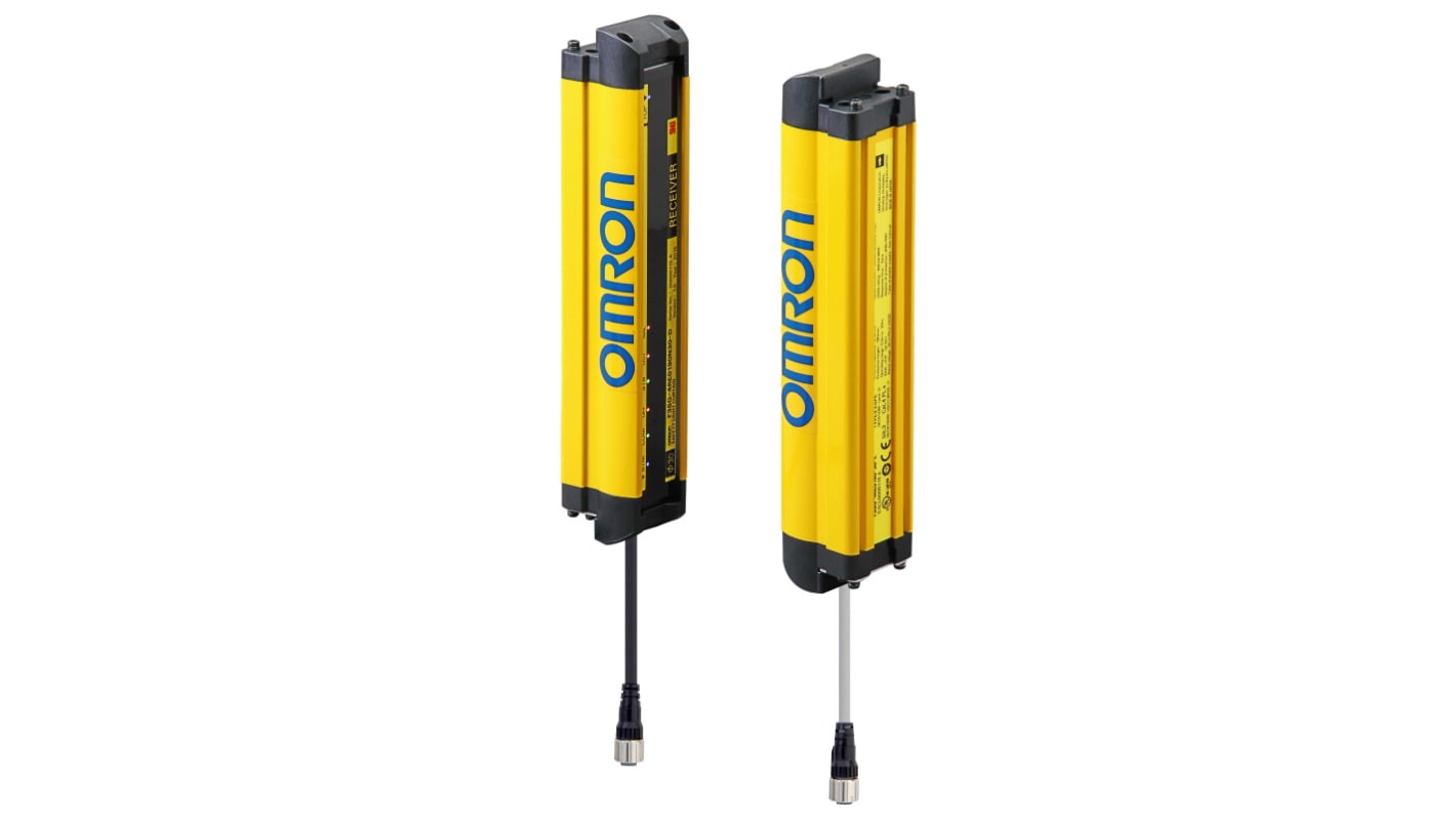 Barriera fotoelettrica di sicurezza Omron F3SG-4RE0240P14, 23 fasci, risoluzione 14mm, installazione semplice e configurazione rapida.