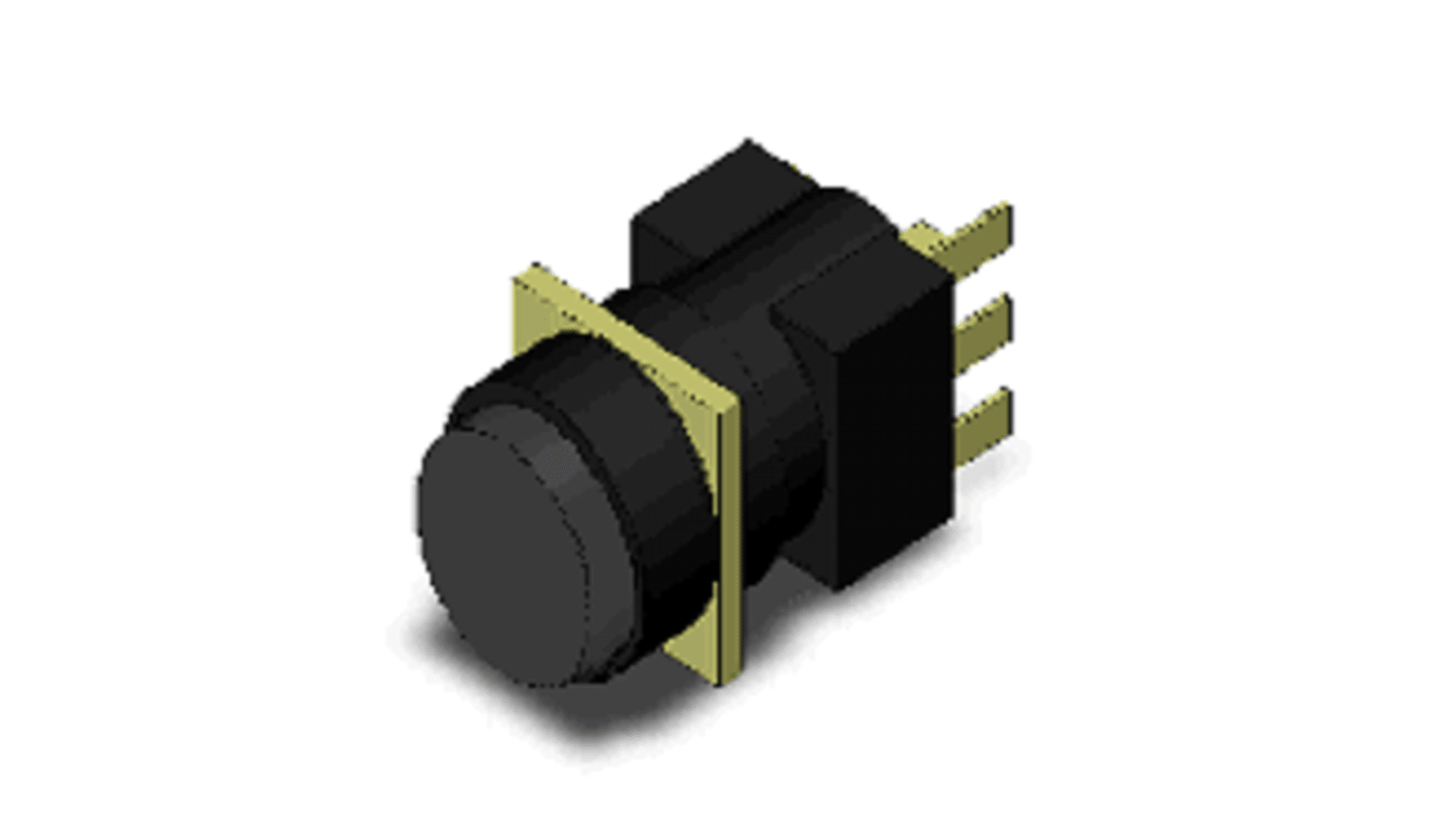 Interruttore a pulsante Omron A165-TBM-1, SPDT, montaggio a pannello, IP65, diametro 16 mm, colore nero.