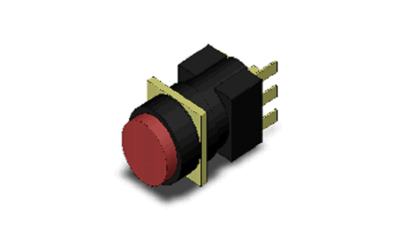 Interruttore a pulsante Omron A165-TRM-1, SPDT, rosso, montaggio a pannello, IP65, diametro 16 mm, 30V cc.