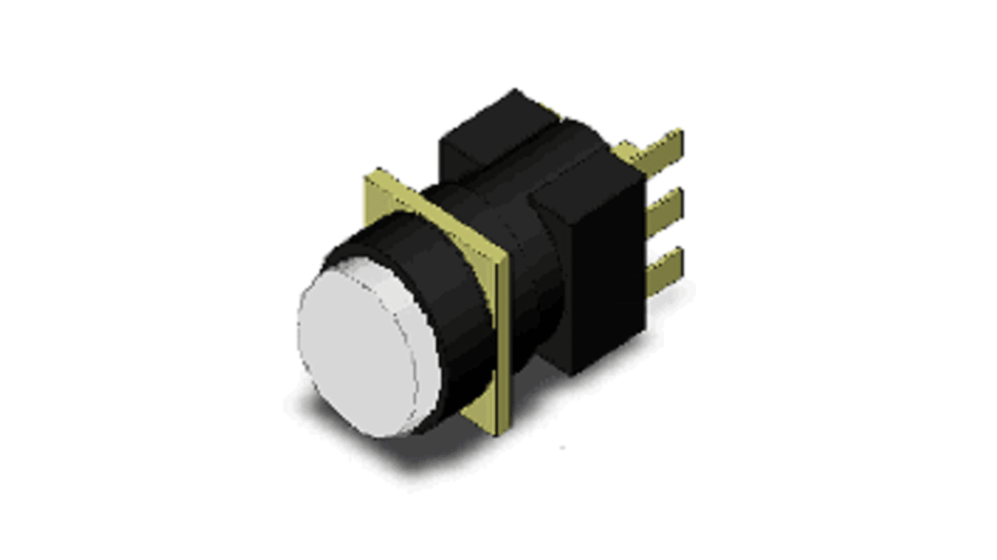 Interruttore a pulsante Omron A165-TWM-1, SPDT, montaggio a pannello, IP65, diametro 16 mm, non illuminato, 30V cc.