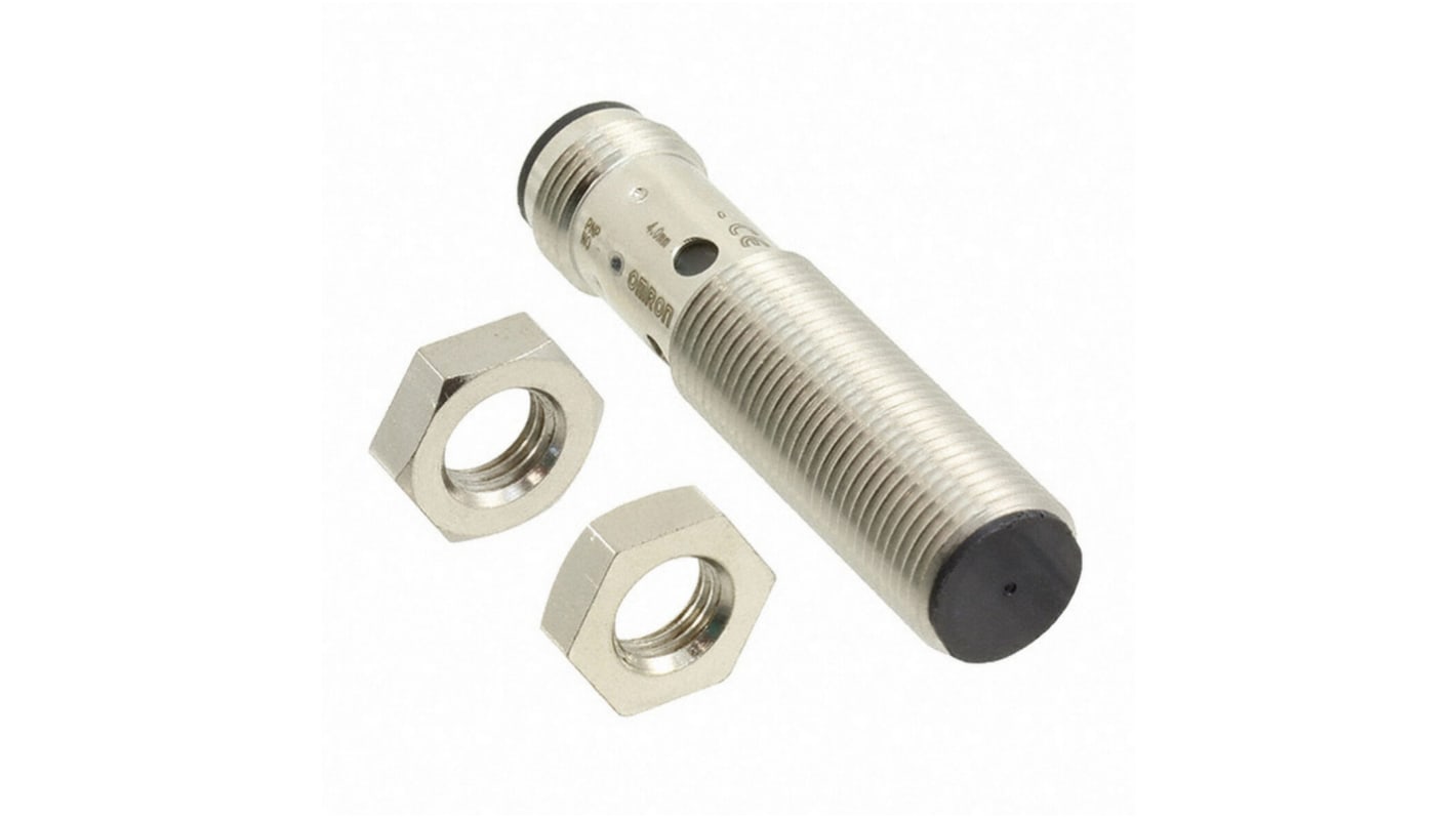Sensore di prossimità cilindrico PNP Omron E2B-M12KS02-M1-B1, induttivo, 2 mm di distanza di rilevamento, con connettore M12.
