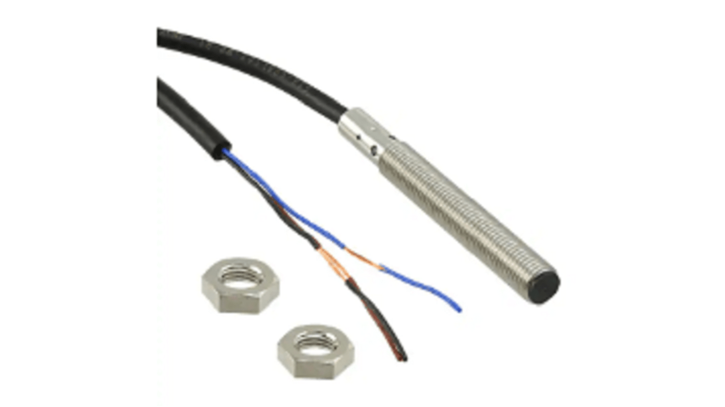 Sensore di prossimità cilindrico Omron E2B-S08LS02-WP-B1, induttivo M8, PNP, 2 mm, corpo in acciaio inox, cavo PVC 5 m.