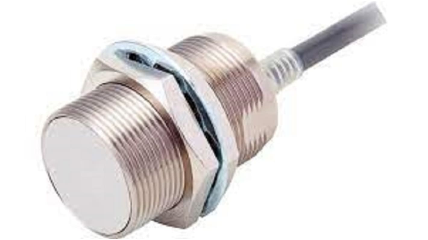 Sensore di prossimità cilindrico induttivo Omron E2E2-X10Y1 2M, corpo in acciaio inox M30, distanza di rilevamento 10 mm, cavo PVC 2 m.