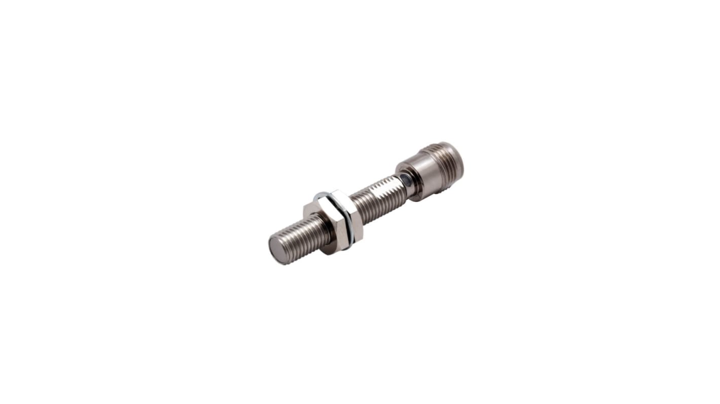 Sensore di prossimità cilindrico PNP Omron E2E-X1R5B1TL8-M1, corpo in acciaio inox, distanza di rilevamento 1,5 mm, connettore M12.