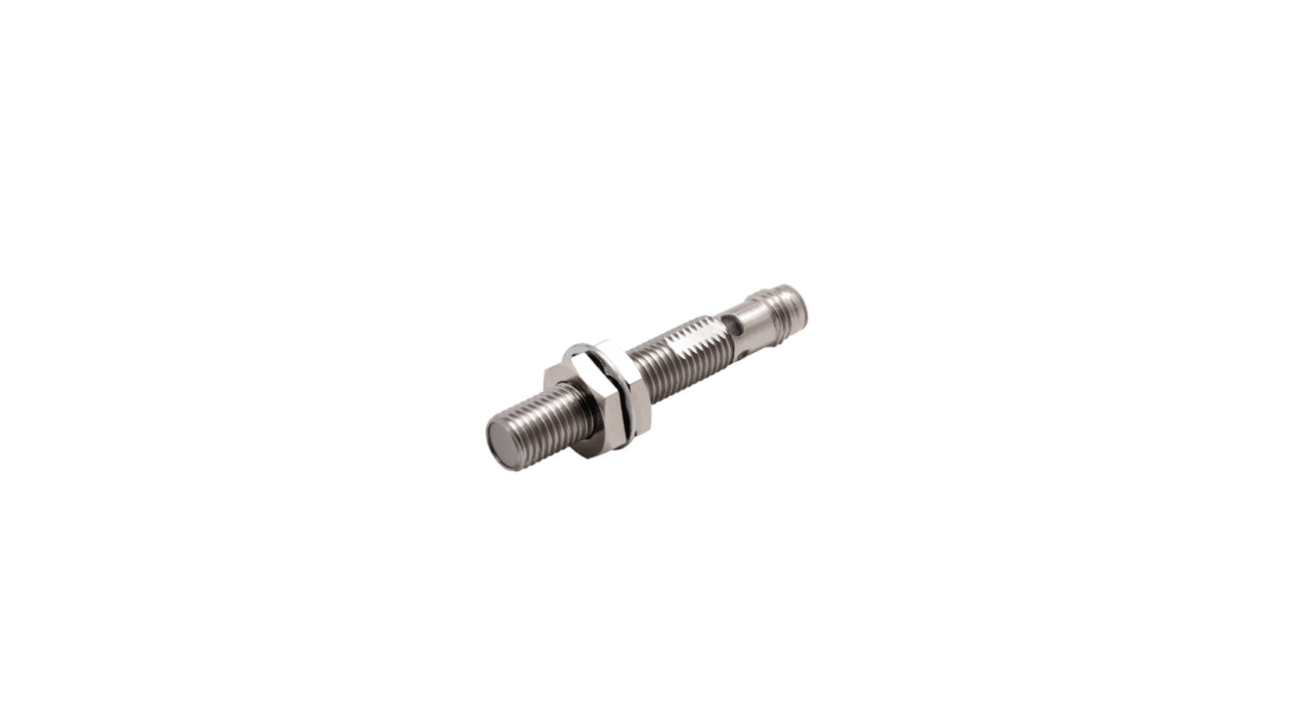 Sensore di prossimità cilindrico Omron E2E-X1R5B1TL8-M5, induttivo, PNP, rilevamento a 1,5 mm, corpo in acciaio inox, connettore M8.