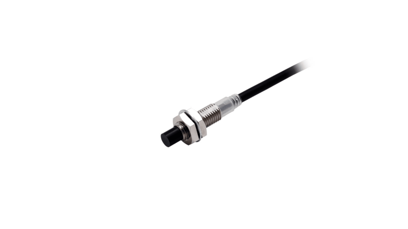 Sensore di prossimità cilindrico Omron E2E-X6MD18 5M, induttivo, normalmente aperto, corpo in acciaio inox, distanza di rilevamento 6 mm.