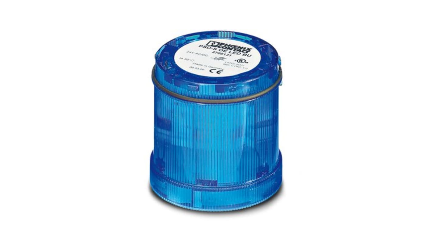 Elemento luce fissa blu Phoenix Contact 2700131, LED 24 V, IP65, per applicazioni industriali.