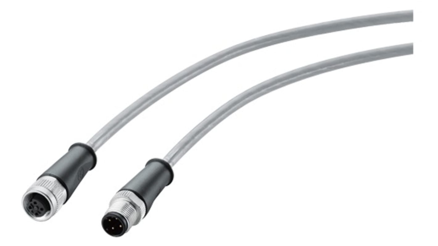 Cavo di connessione Siemens 6XV18015AH30 per ET 200, con 4 fili e connettori M12, classe di protezione IP69, corrente continua 4,5 A.