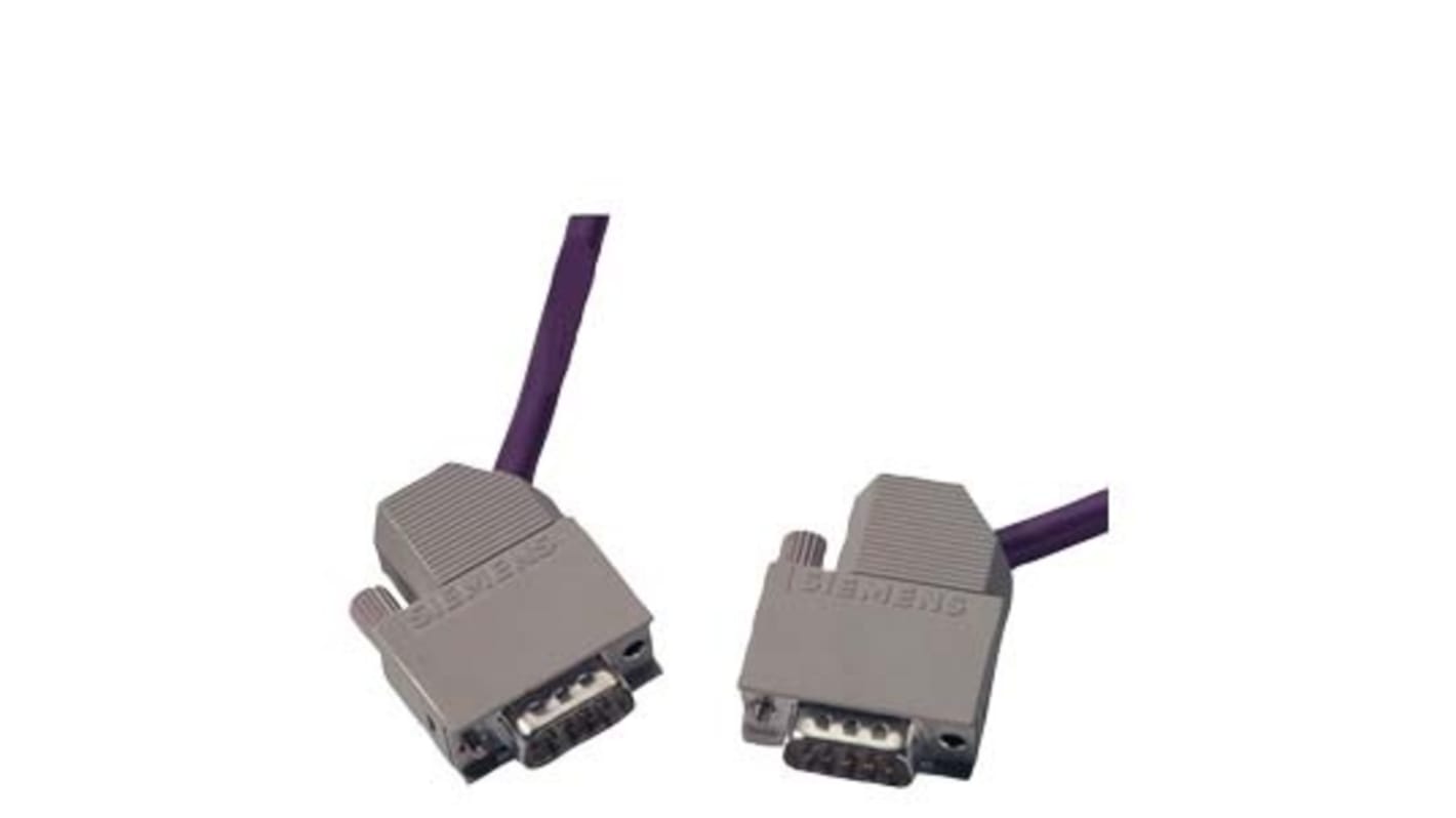 Cavo PLC Siemens 6XV18301CH15, pre-assemblato con 2 connettori D-Sub a 9 poli, lunghezza 1,5 metri, ignifugo e senza silicio.