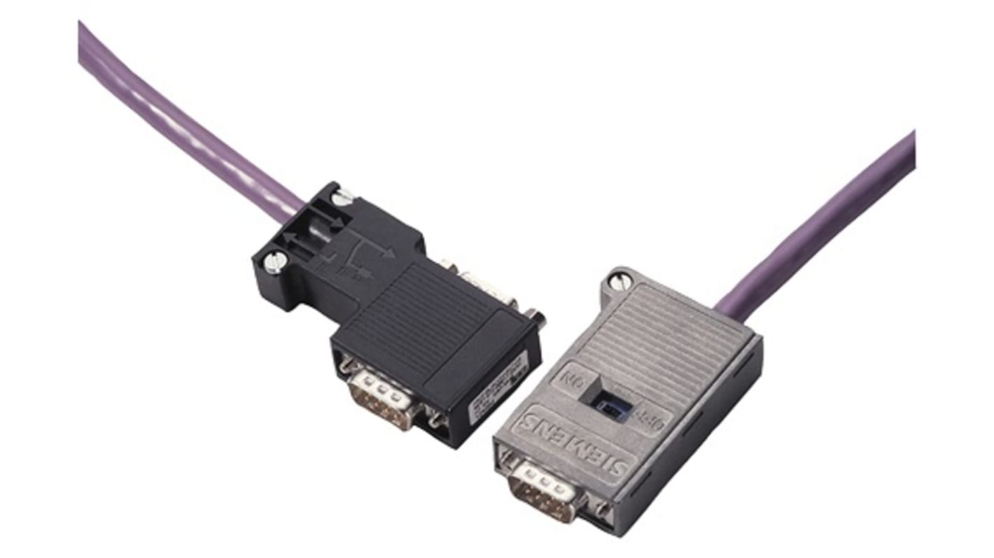 Cavo PLC Siemens 6XV18302AH30 per PROFIBUS, lunghezza 3 m, connettori D-Sub 9 poli, isolamento in polietilene.