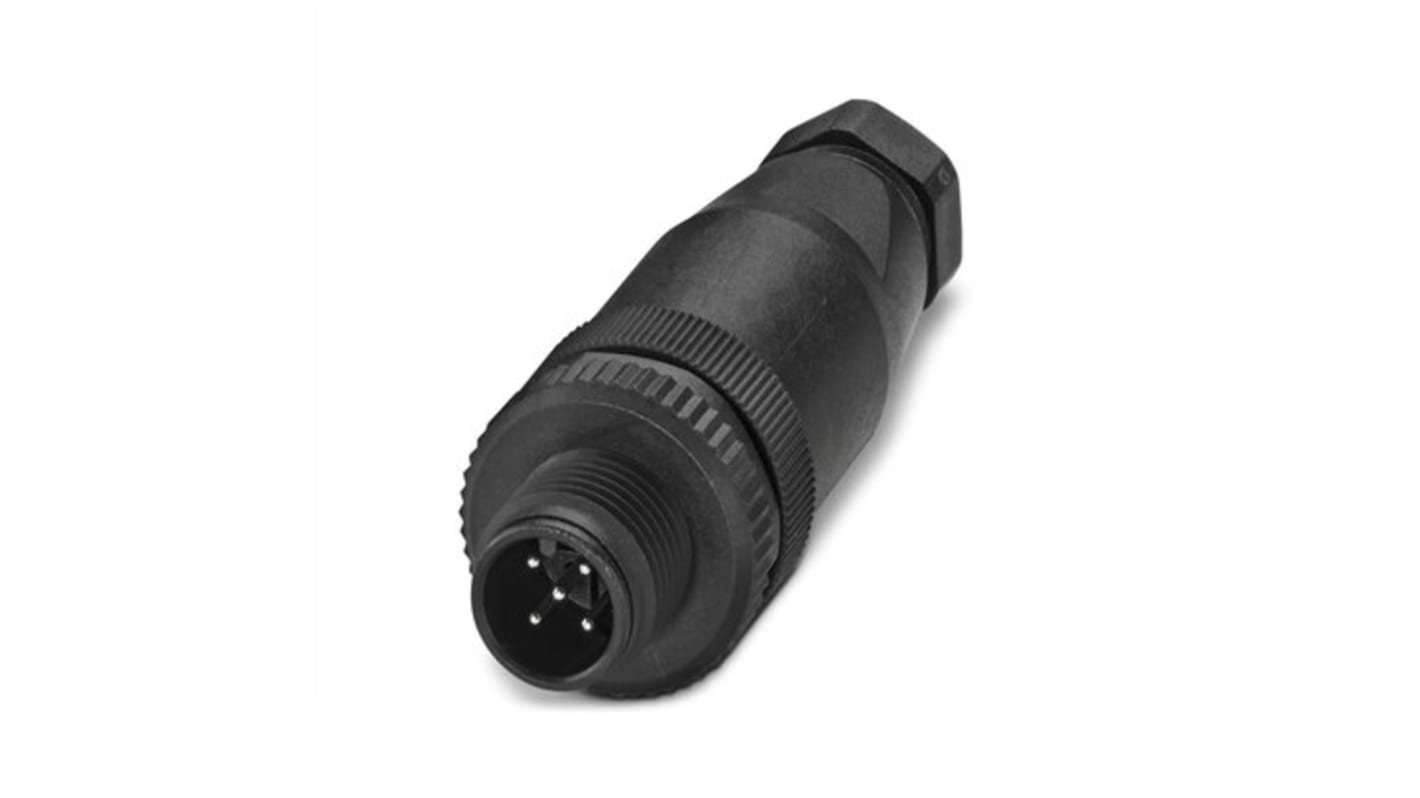 Connettore circolare maschio M12 5 poli Phoenix Contact (cod. 1662256) in plastica con attacco a vite e protezione IP67. Ideale per diversi conduttori!