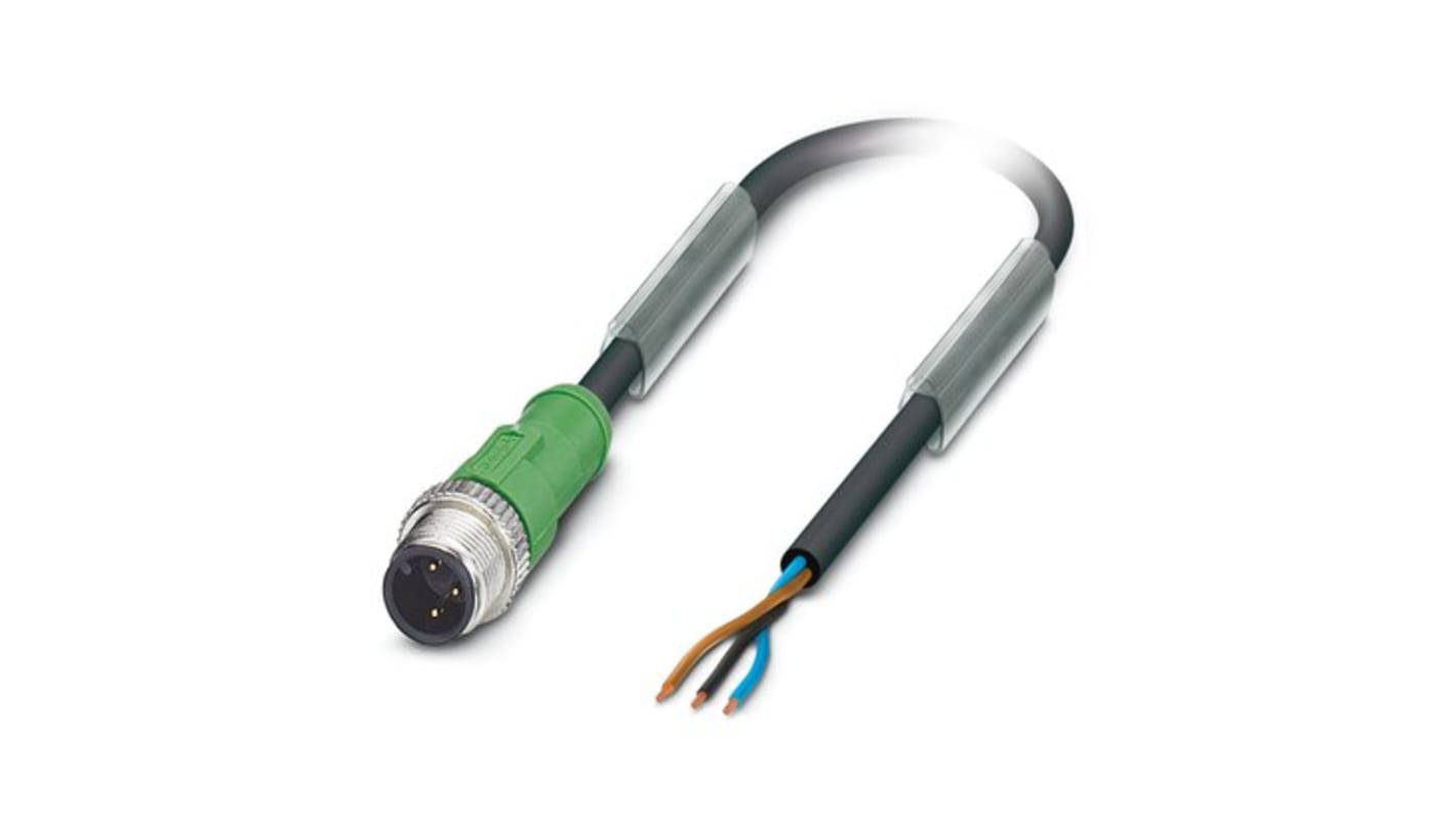 Connettore maschio M12 Phoenix Contact 1668030 per potenza elevata, grado di protezione IP65/IP67/IP68, completamente assemblato e senza alogeni. Soluzione robusta e sicura.