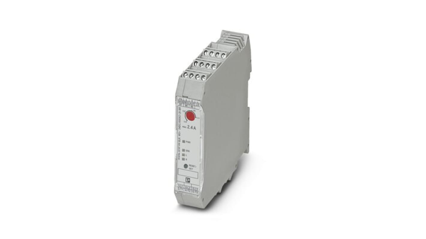 Starter per motore trifase Phoenix Contact 2297109, 19,2-30 V, 2,4 A, IP20, reversibile, con spegnimento sovraccarico regolabile.