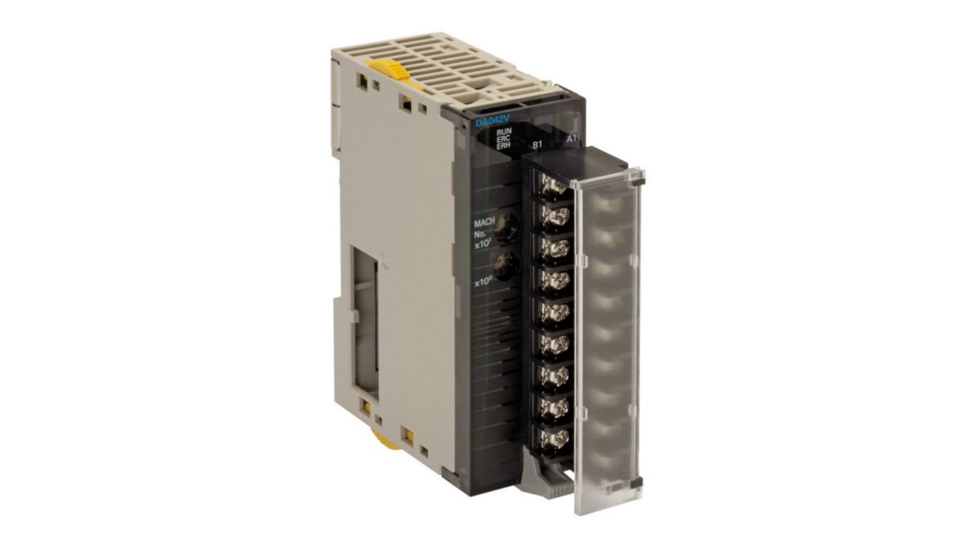 Modulo uscita analogico Omron CJ1W-DA042V, 4 uscite lineari, dimensioni 90 x 31 x 90 mm, risoluzione fino a 40000.