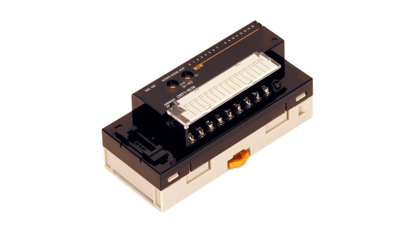Omron CRT1-ID16-1, modulo di ingresso PNP con 16 ingressi digitali, 24 V c.c., dimensioni 52 x 115 x 50 mm, grado di protezione IP20.