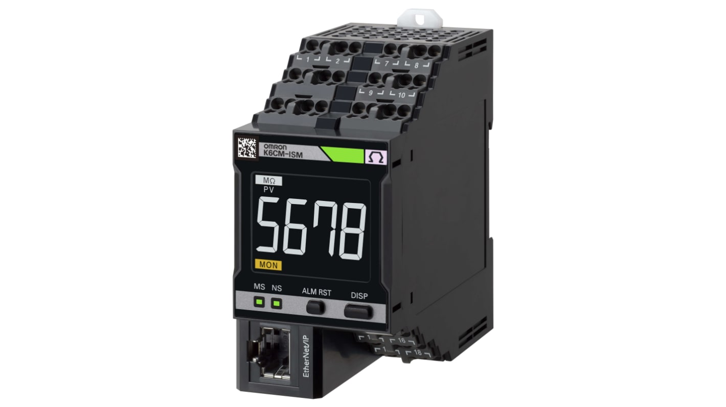 Omron K6CM-ISMA-EIP, dispositivo per monitoraggio condizioni motore, corrente 10A, tensione 100-240V, compatibile Modbus TCP.