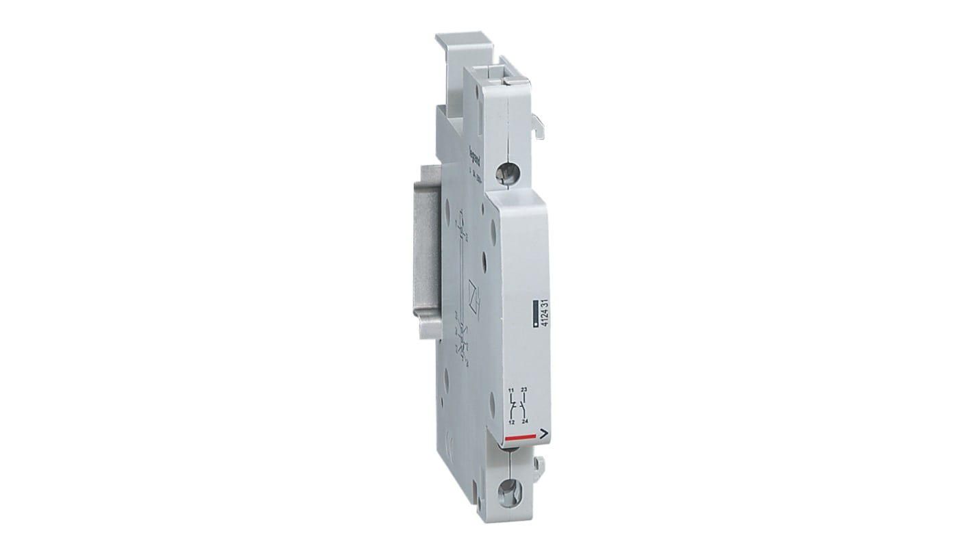Legrand 412431, modulo contatti ausiliario con 2 contatti N/C e N/O, corrente nominale 5 A, per segnalazione stato contattori.
