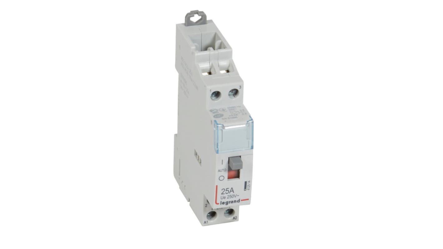 Contattore Legrand 412514, 2 poli, 2NO, 25 A, bobina 24 V, per controllo remoto di carico.