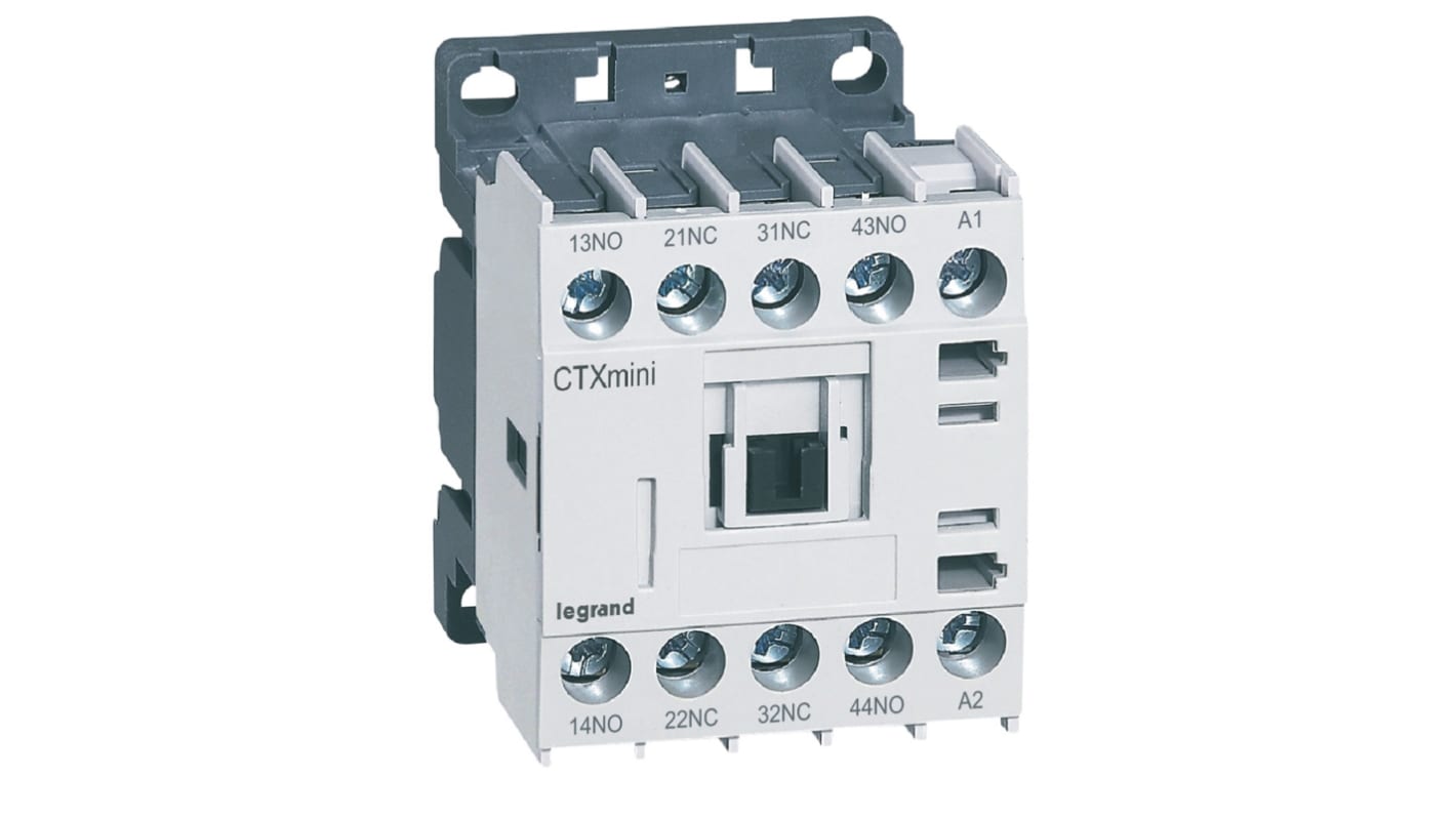 Relè contattore Legrand 416826, 4 poli, 2 NO/2NC, bobina 230V, corrente nominale 10A, conforme IEC 60947.