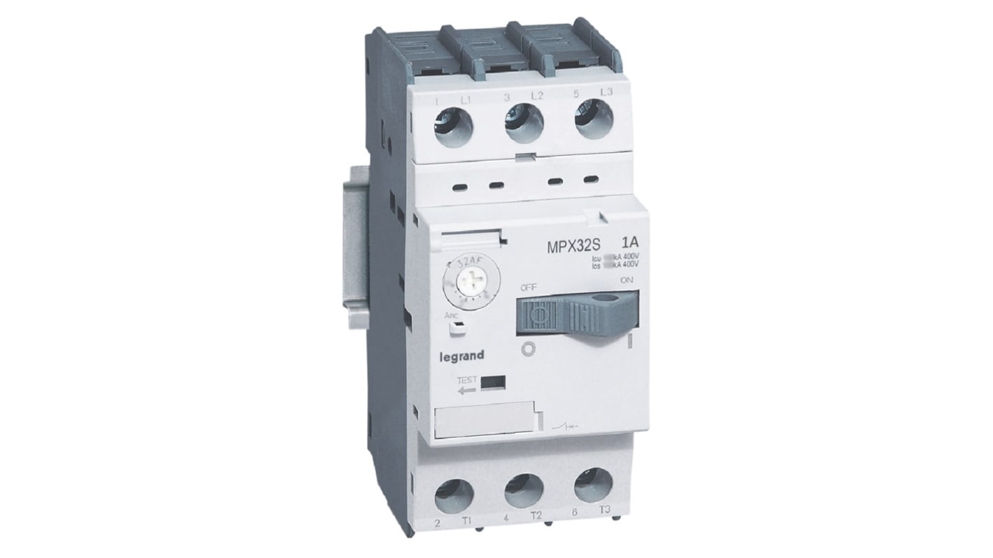 Interruttore automatico del motore Legrand 417304, 1 A, 220-690 V, per protezione e controllo di motori elettrici. Fissaggio su guida simmetrica.